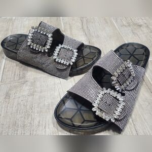 Rouge Helium Crystal Embellished Sandals - Gray